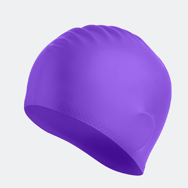 Solid Color Anti Slip Swim Cap - Purple - One Size - image 10