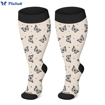 Plus Size Maple Leaf Butterfly Bear Compression Socks(3 Pairs) - image 6