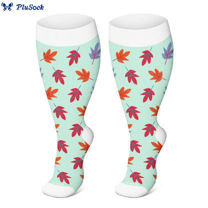 Plus Size Maple Leaf Butterfly Bear Compression Socks(3 Pairs) - image 11