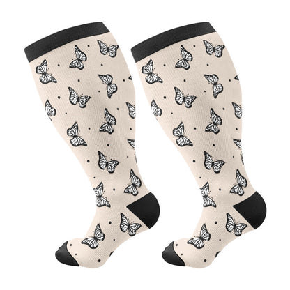 Plus Size Maple Leaf Butterfly Bear Compression Socks(3 Pairs) - Camel(1 Pair) - 4XL - image 13