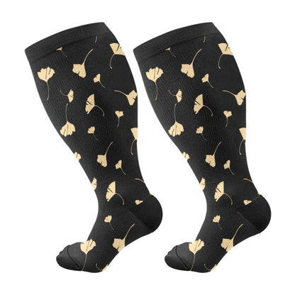 Plus Size Maple Leaf Butterfly Bear Compression Socks(3 Pairs) - Black(1 Pair) - 4XL - image 12