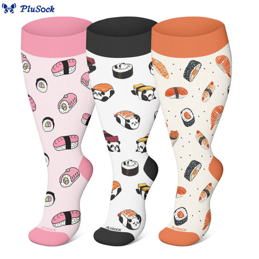 Plus Size Sushi Compression Socks(3 Pairs) - image 0