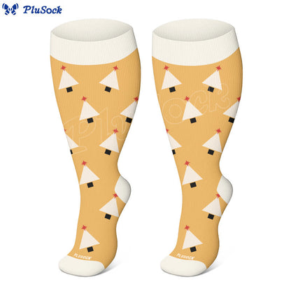 Plus Size Deer Block Tree Compression Socks(3 Pairs) - image 3