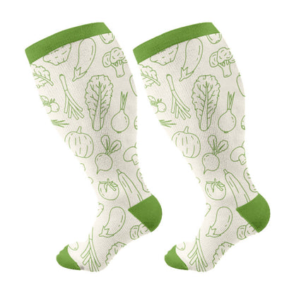 Plus Size Vegetable Series Compression Socks(3 Pairs) - Green(1 Pair) - 4XL - image 7