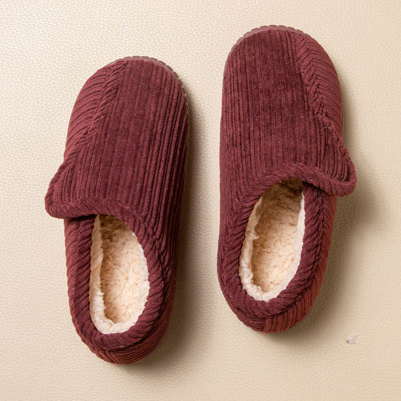Plusock Plus Size Non-slip Warm Slippers - Wine - EU44-45(US9-10) - image 7