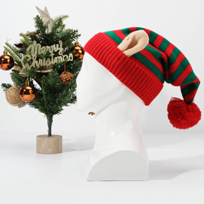 Red Green Stripes Beanie - Red - One Size - image 4