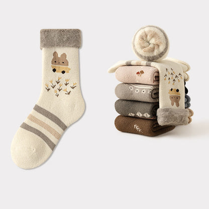 Plusock Cute Cartoon Quarter Socks(5 Pairs) - Beige - EU36-41(US3-7.5) - image 11