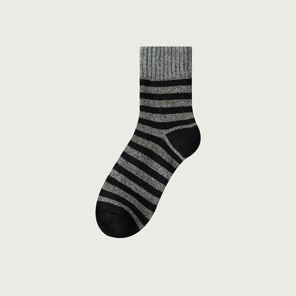 Plusock Plus Size Classic Stripes Quarter Socks(4 Pairs) - Army Green - EU39-44(US6-10) - image 7