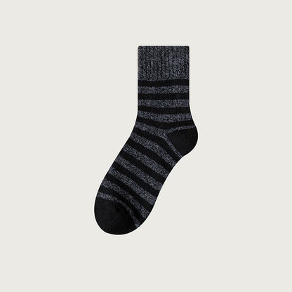 Plusock Plus Size Classic Stripes Quarter Socks(4 Pairs) - Black - EU39-44(US6-10) - image 9