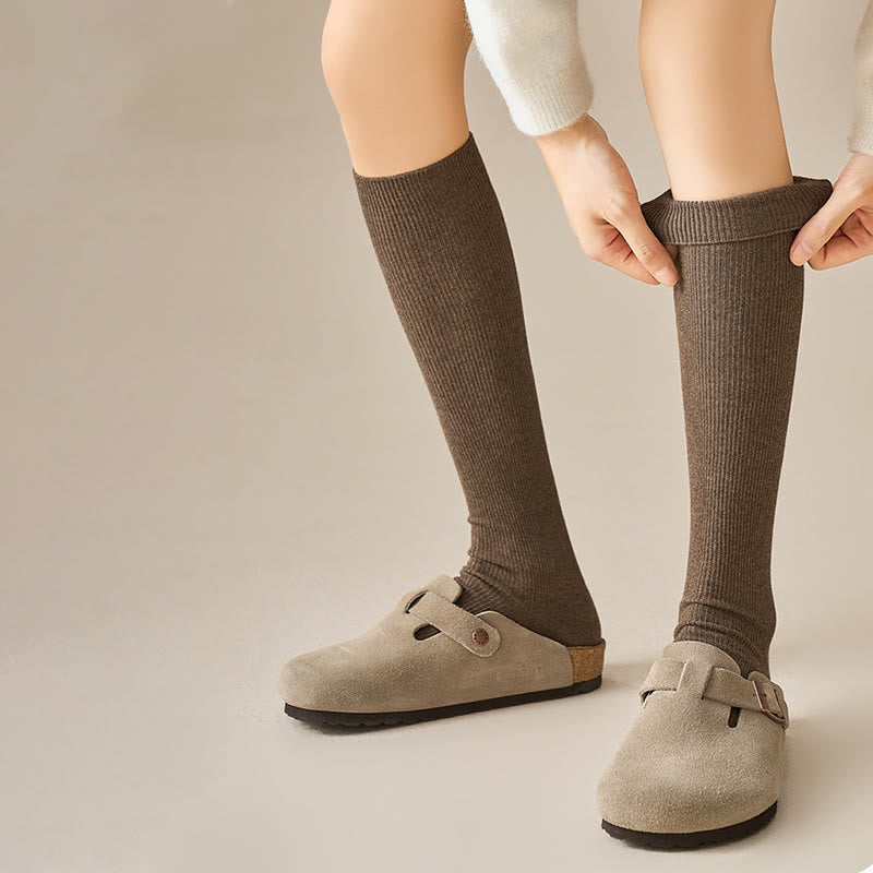 Plusock Plus Size Antibacterial Knee High Socks(3 Pairs) - Coffee - EU36-40(US3-7) - image 4