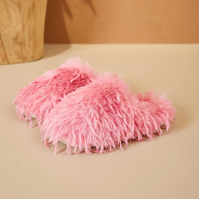 Plusock Plus Size Fluffy Fur Slippers - Dark Pink - EU42-43(US8.5-9) - image 13