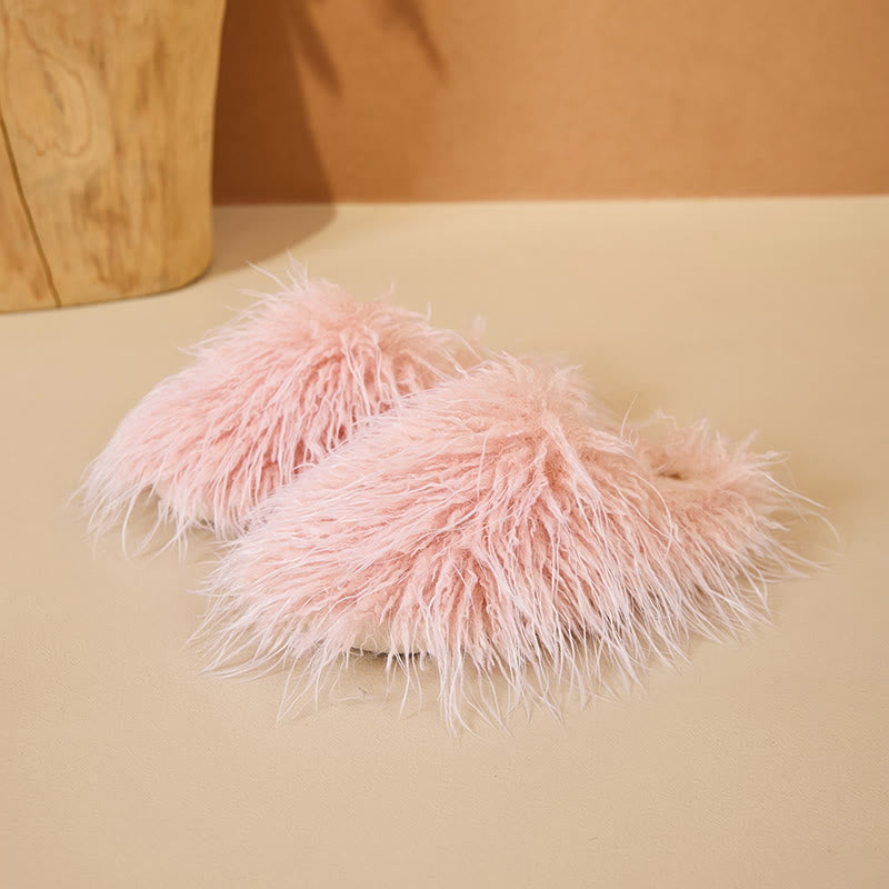 Plusock Plus Size Fluffy Fur Slippers - Pink - EU42-43(US8.5-9) - image 14