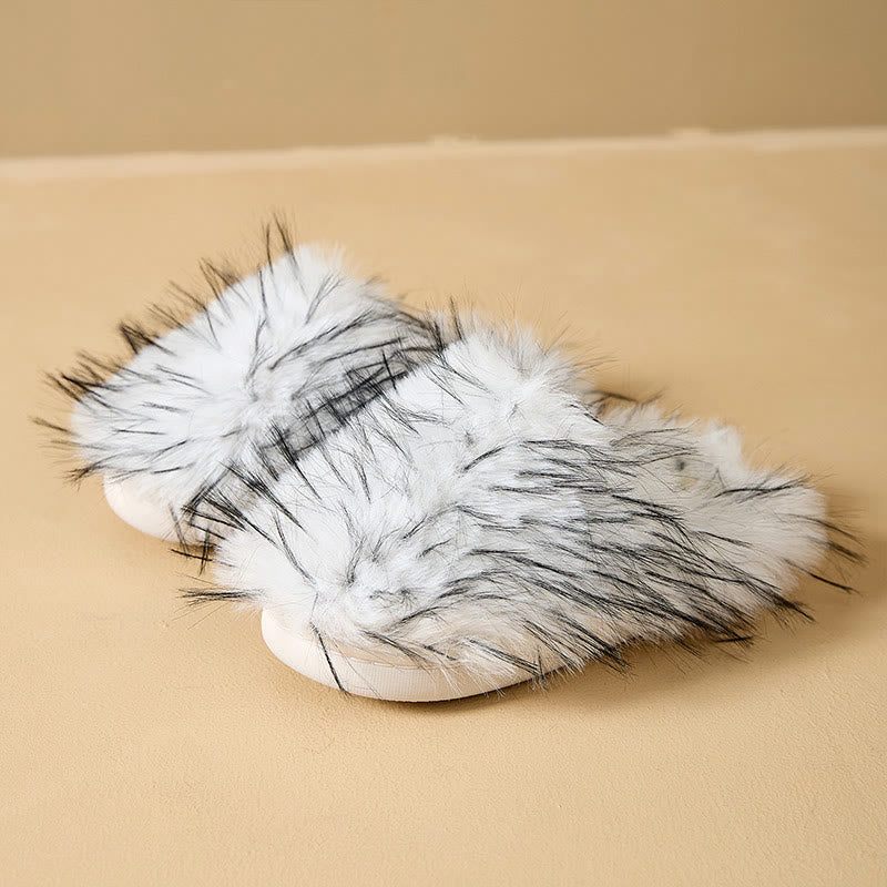 Plusock Plus Size Fluffy Fur Slippers - White - EU42-43(US8.5-9) - image 11