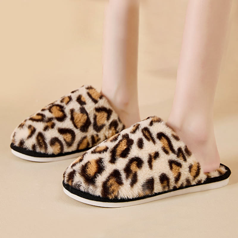 Plusock Plus Size Leopard Print Warm Slippers - image 0