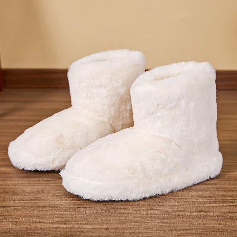 Plusock Plus Size Plush Mid Tube Slippers - White - EU44-45(US10-11) - image 9