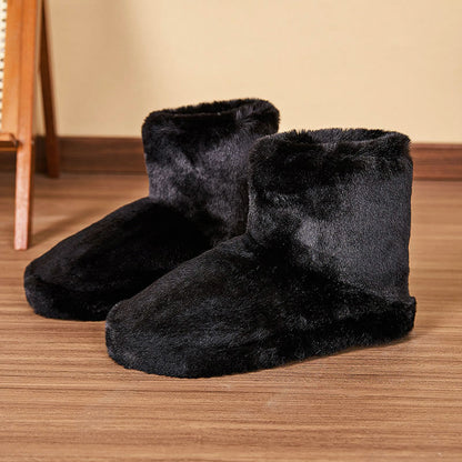 Plusock Plus Size Plush Mid Tube Slippers - Black - EU44-45(US10-11) - image 11