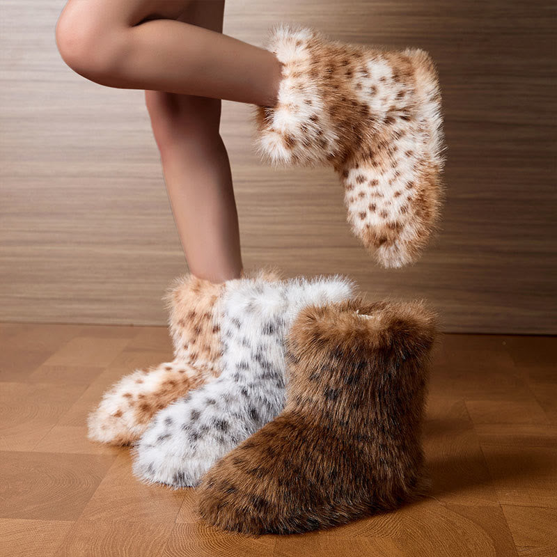 Plusock Plus Size Fur Leopard Print Slippers - image 0