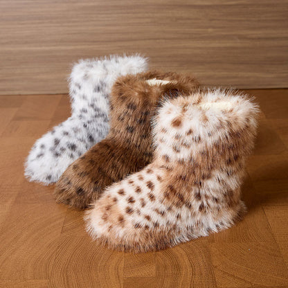 Plusock Plus Size Fur Leopard Print Slippers - image 6