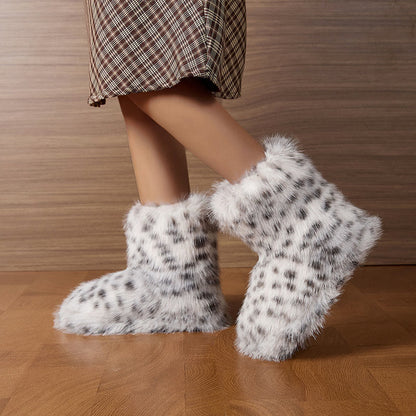 Plusock Plus Size Fur Leopard Print Slippers - image 2