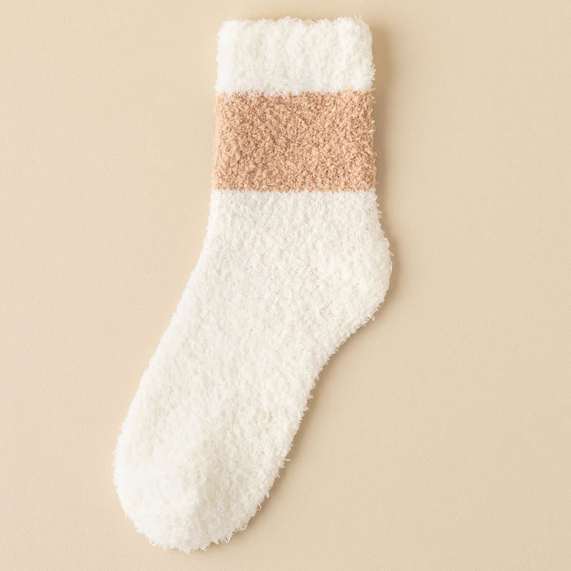 Plusock Plus Size Coral velvet Quarter Socks(6 Pairs) - Beige - EU39-44(US6-10) - image 8