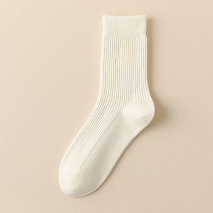 Plusock Plus Size Solid Color Casual Quarter Socks(4 Pairs) - White - EU39-44(US6-10) - image 9