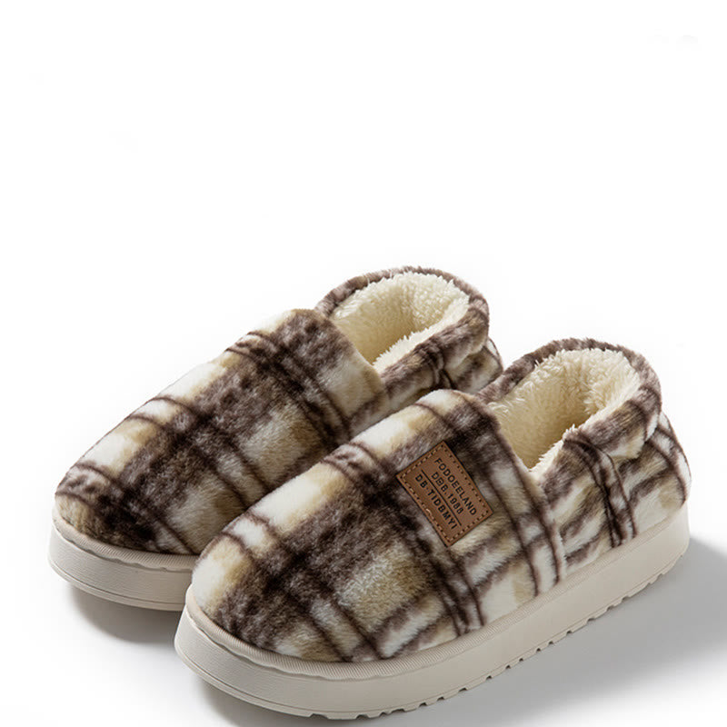 Plusock Plus Size Grid Design Slippers - Coffee - EU44-45(US10-11) - image 12
