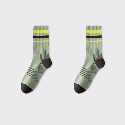 Plusock Plus Size Rib Cuff Quarter Compression Socks(5 Pairs) - Green - EU38-44(US5-10) - image 10