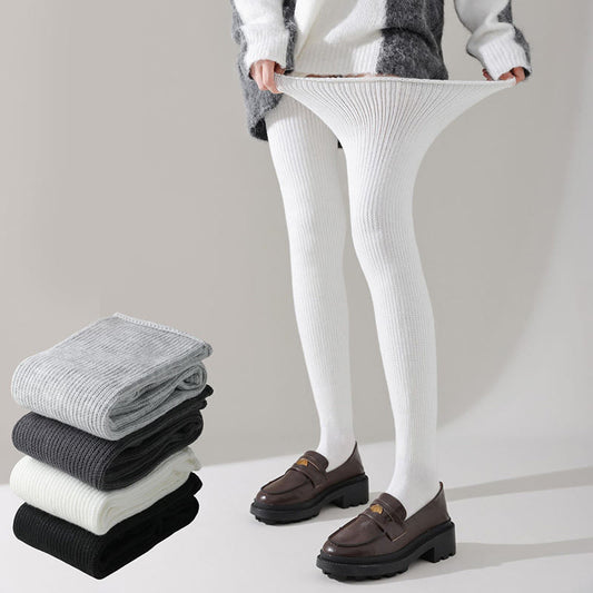 Plusock Plus Size Loose Cotton Thigh High Socks - White - One Size - image 0