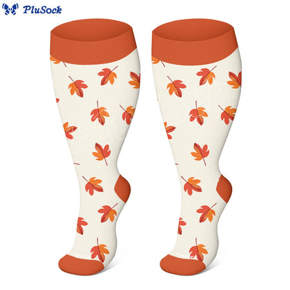 Plusock Plus Size Mushroom Maple Leaf Compression Socks(3 Pairs) - image 7