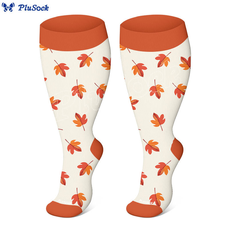 Plusock Plus Size Mushroom Maple Leaf Compression Socks - image 3