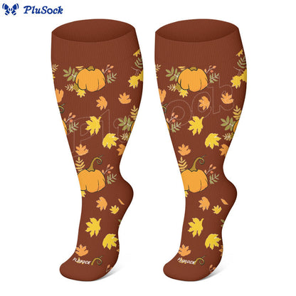 Plusock Plus Size Mushroom Maple Leaf Compression Socks(3 Pairs) - image 6