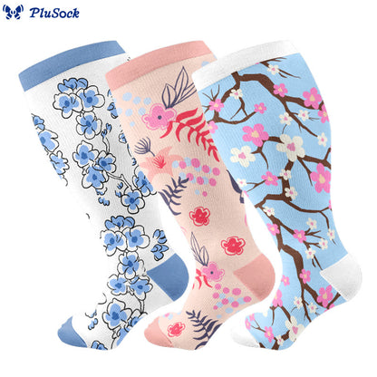 Plusock Plus Size Flower Series Compression Socks - image 1