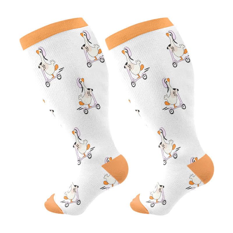 Plusock Plus Size Cats Dogs Ducks Compression Socks(3 Pairs) - Yellow(1 Pair) - 4XL - image 5