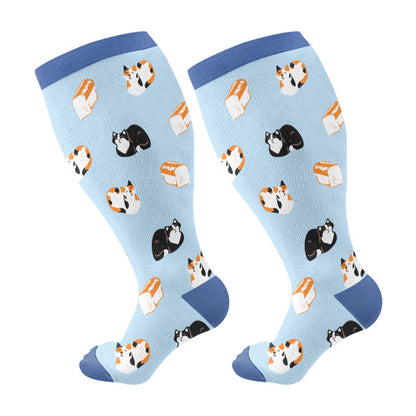 Plusock Plus Size Cats Dogs Ducks Compression Socks(3 Pairs) - Blue(1 Pair) - 4XL - image 6