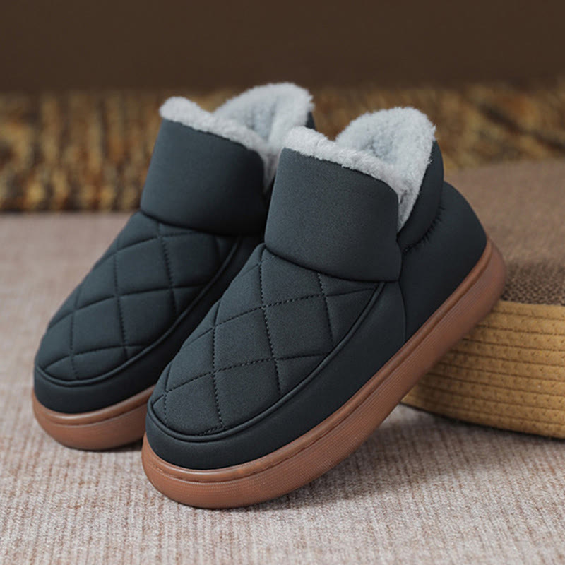 Plusock Plus Size Plush Grid Slippers - Blue - EU45-46(US11-12) - image 17