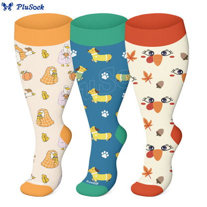 Plusock Plus Size Duck Dachshund Compression Socks(3 Pairs) - image 0