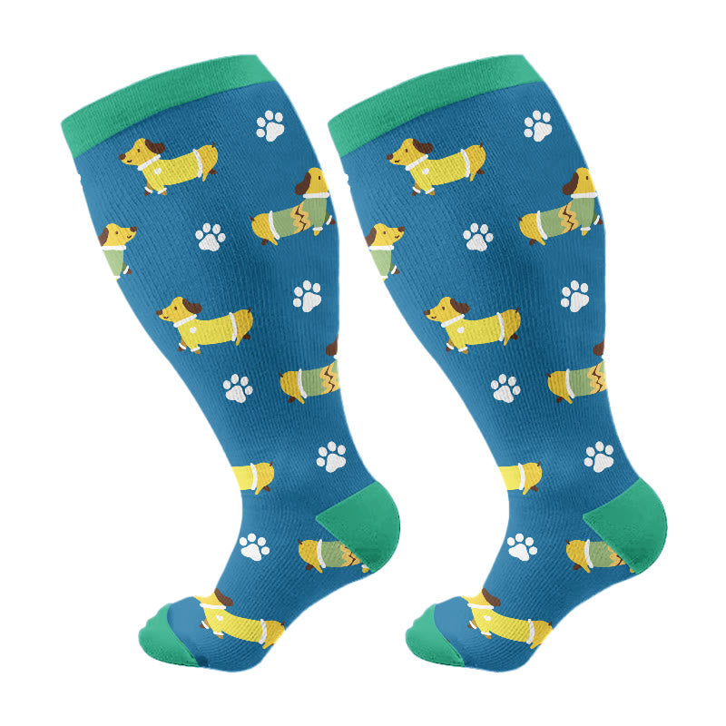 Plusock Plus Size Duck Dachshund Compression Socks(3 Pairs) - Blue(1 Pair) - 4XL - image 7