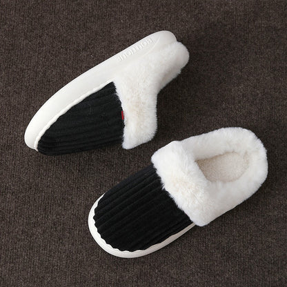 Plusock Plus Size White Plush Slippers - Black - EU46-47(US8-9) - image 12