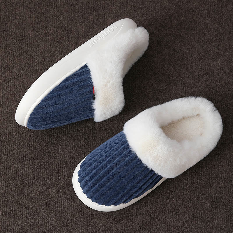 Plusock Plus Size White Plush Slippers - Navy Blue - EU46-47(US8-9) - image 5