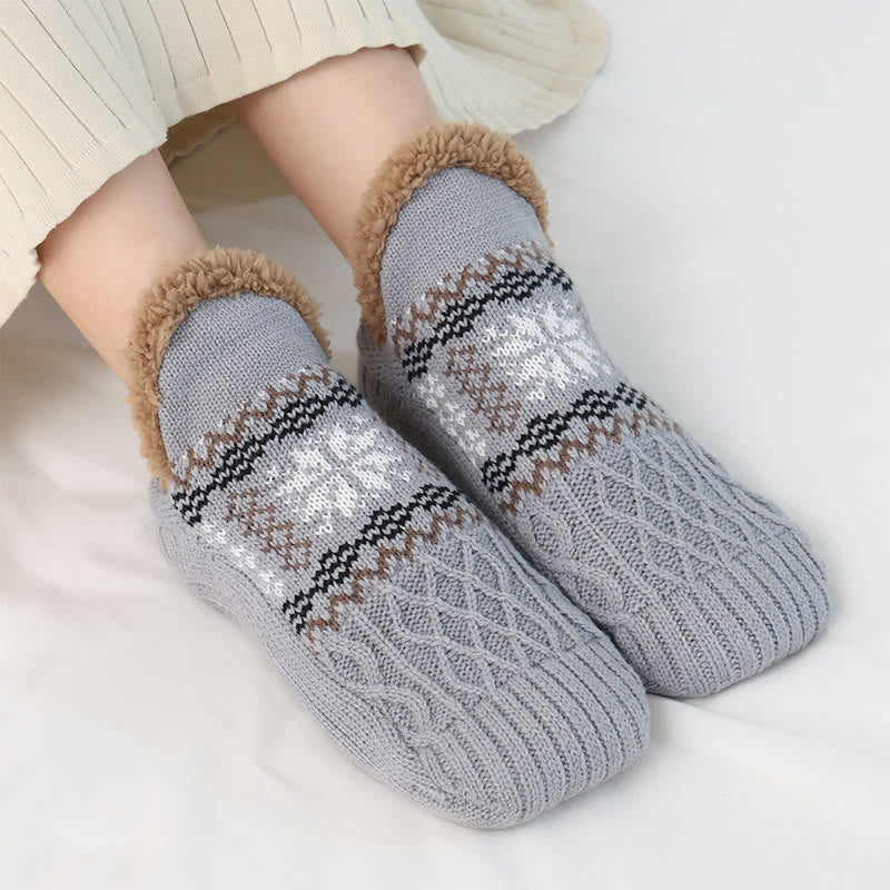 Plusock Plus Size Snowflake Slipper Socks - Grey - EU40-43(US7-9) - image 13
