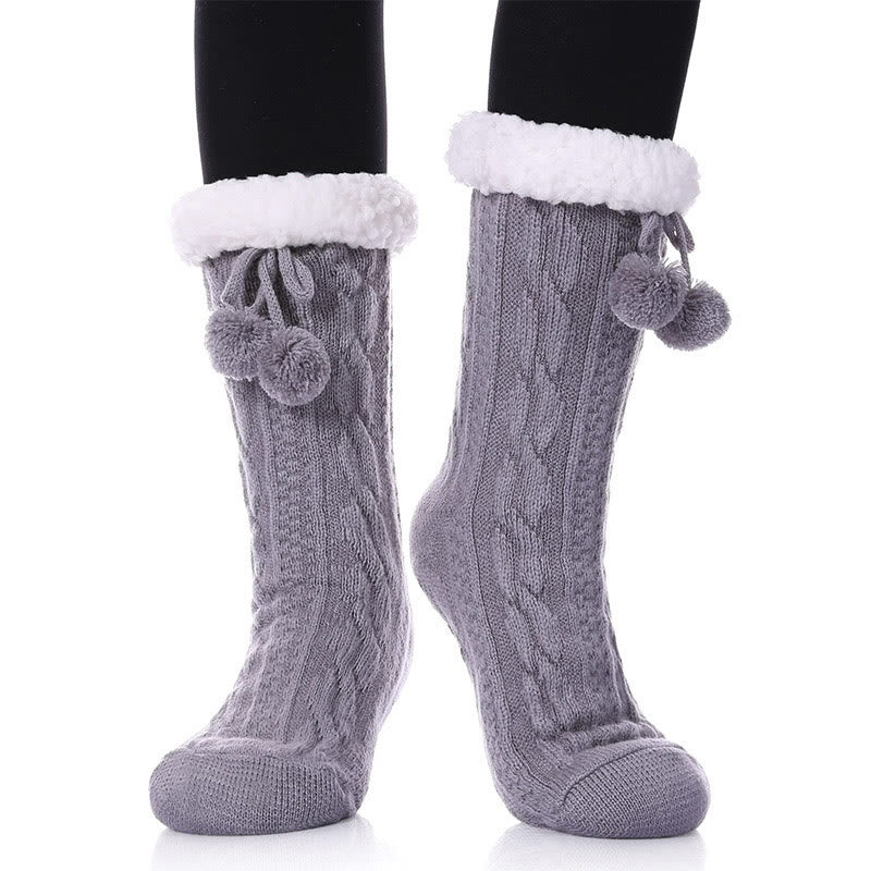 Plusock Plus Size Warm Calf Slipper Socks - Grey - EU40-43(US7-8.5) - image 3