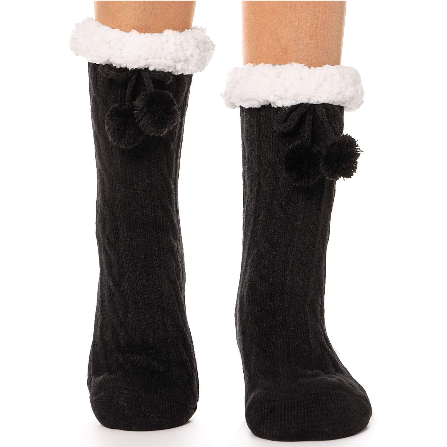 Plusock Plus Size Warm Calf Slipper Socks - Black - EU40-43(US7-8.5) - image 4