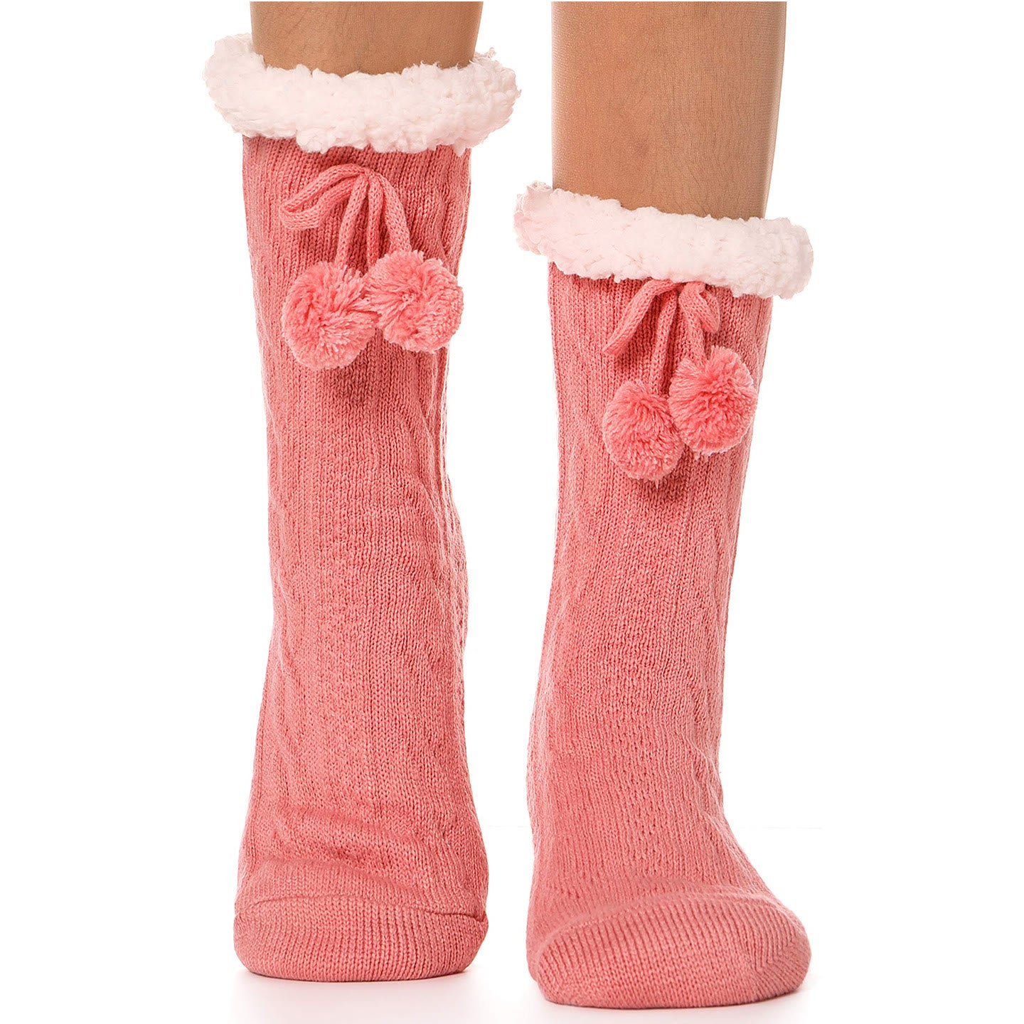 Plusock Plus Size Warm Calf Slipper Socks - Pink - EU40-43(US7-8.5) - image 6