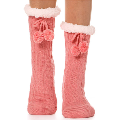 Plusock Plus Size Warm Calf Slipper Socks - Pink - EU40-43(US7-8.5) - image 6