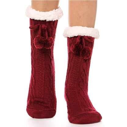 Plusock Plus Size Warm Calf Slipper Socks - Wine - EU40-43(US7-8.5) - image 5
