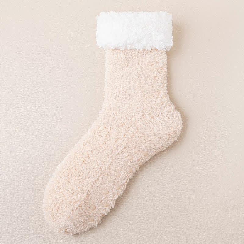 Plusock Plus Size Skin Friendly Feel Slipper Socks - Khaki - EU39-43(US6-9) - image 11