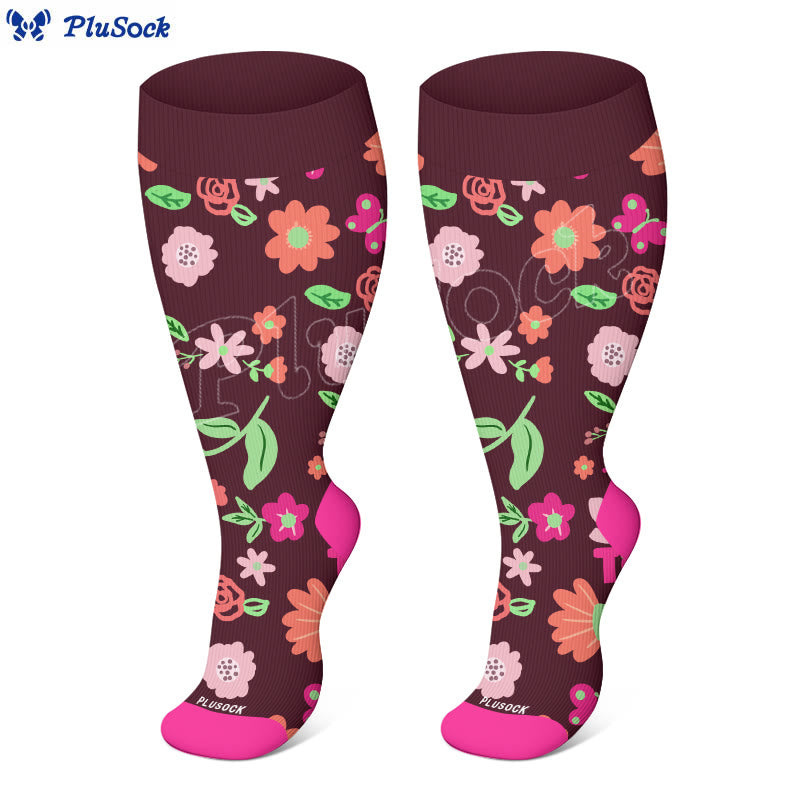 Plusock Plus Size Cactus Flowers Compression Socks(3 Pairs) - image 4
