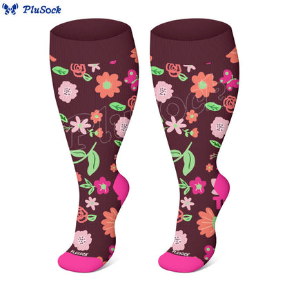 Plusock Plus Size Cactus Flowers Compression Socks(3 Pairs) - image 4