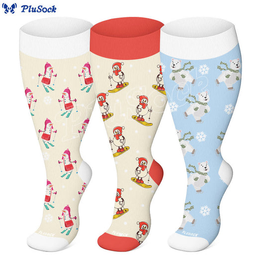 Plusock Plus Size Winter Sports Compression Socks(3 Pairs) - image 0