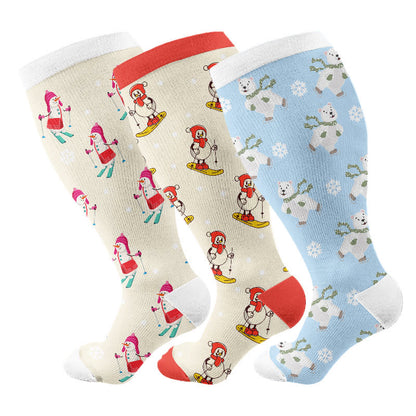 Plusock Plus Size Winter Sports Compression Socks(3 Pairs) - Multicolor - 4XL - image 1
